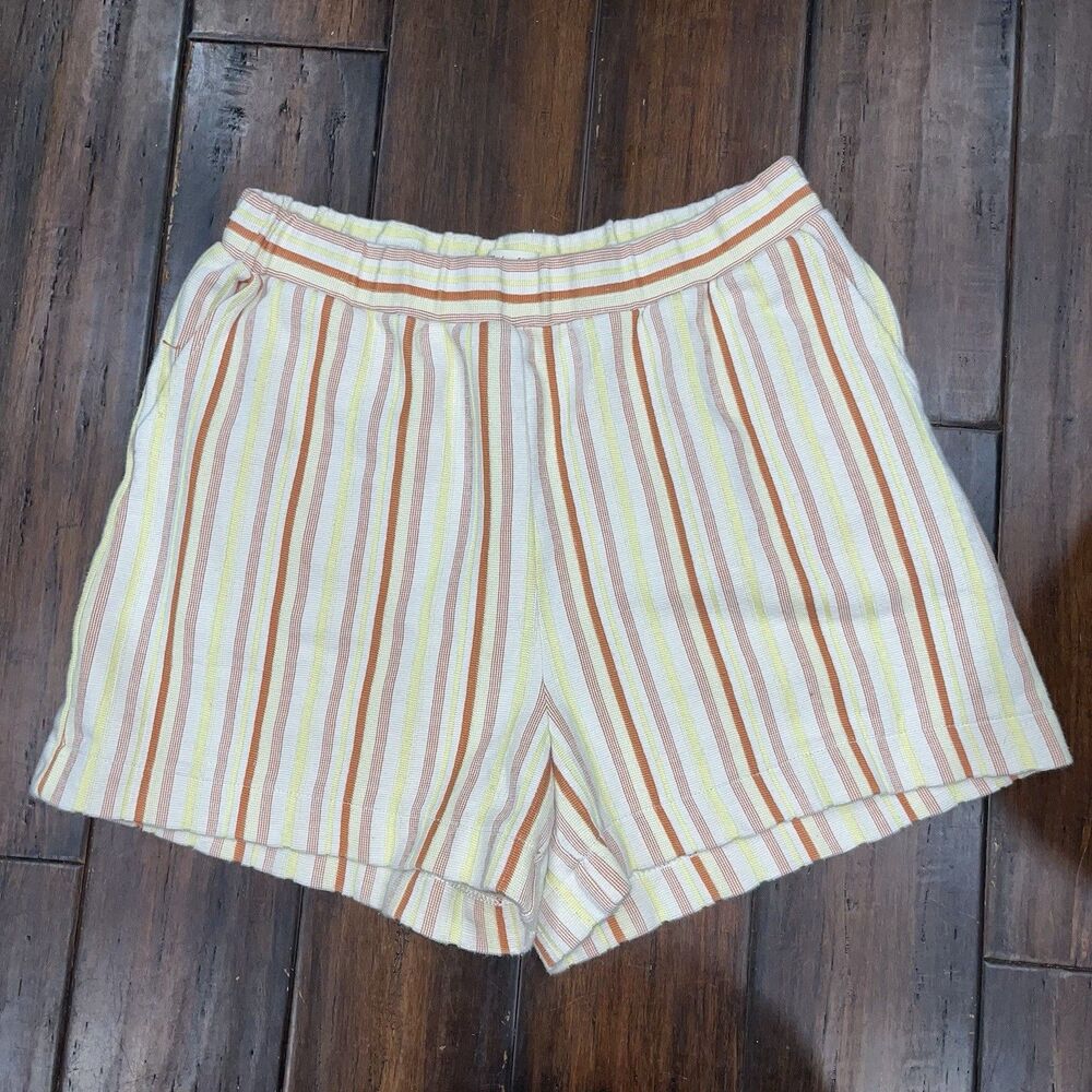 Madewell Womens MEDIUM Shorts Pull On Striped Elastic Waist Casual